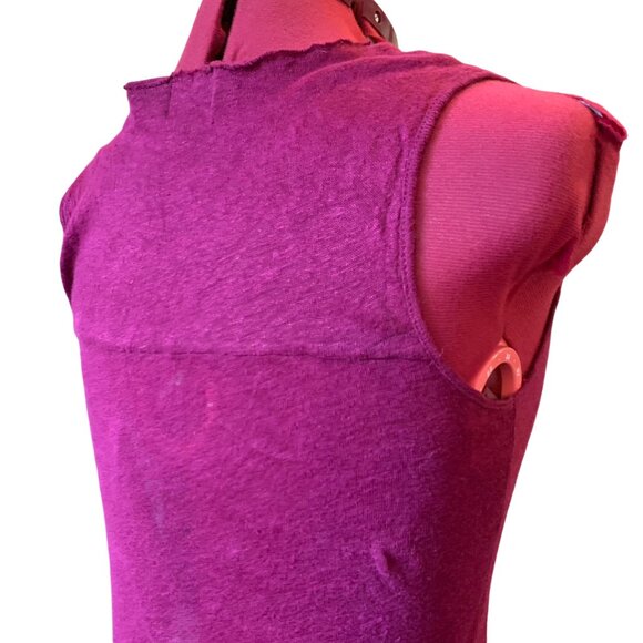 KERSH linen burgundy semi sheer tank top - camisole tunic - medium - Picture 5 of 12